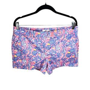 Vineyard Vines Seahorse Seashell Print Shorts Women's Size 10 Pink‎ Blue